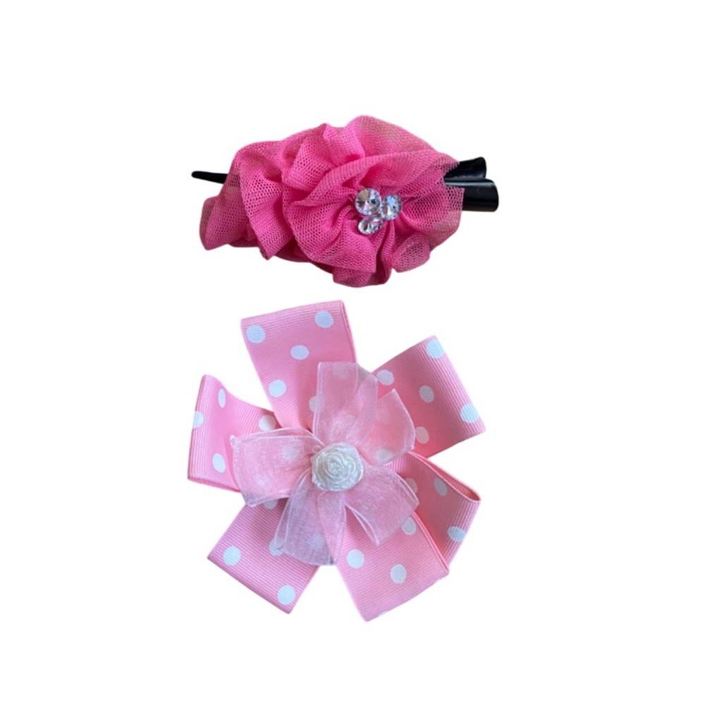 2 pink hair clips